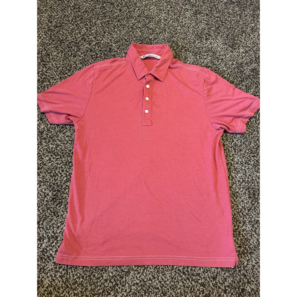 Travis Mathew Men's Red Short Sleeve Polo Medium